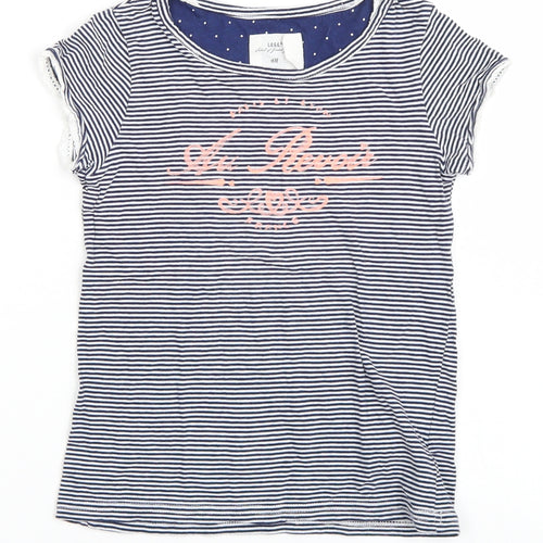 H&M Girls Blue Striped  Basic T-Shirt Size 7-8 Years