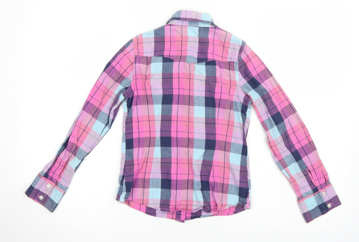 Marks and Spencer Girls Pink Check  Basic Button-Up Size 9 Years