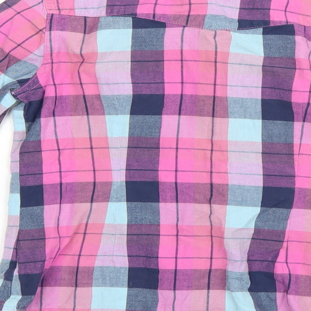 Marks and Spencer Girls Pink Check  Basic Button-Up Size 9 Years