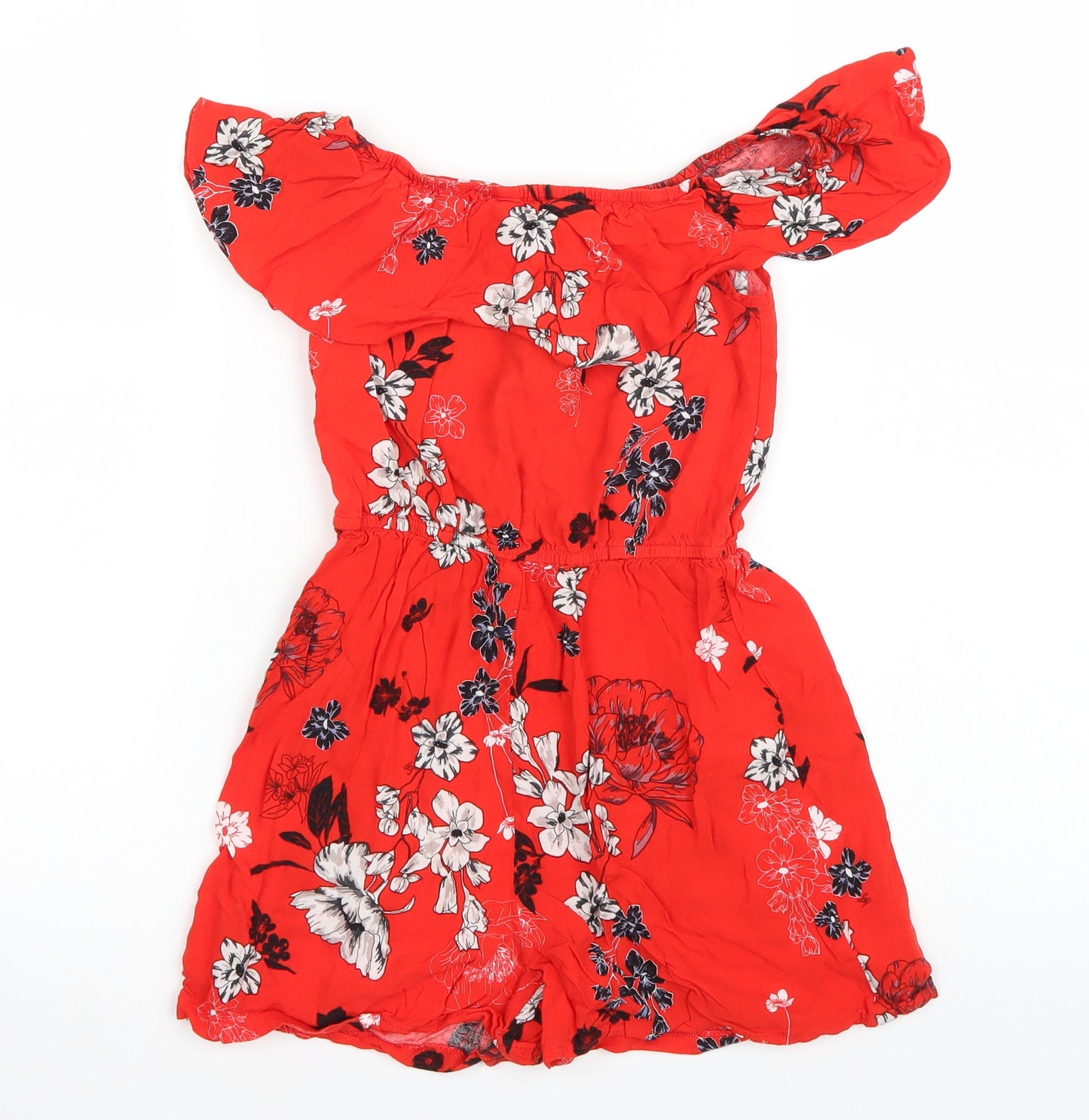 Lipsy Girls Red Floral  Playsuit One-Piece Size 9 Years