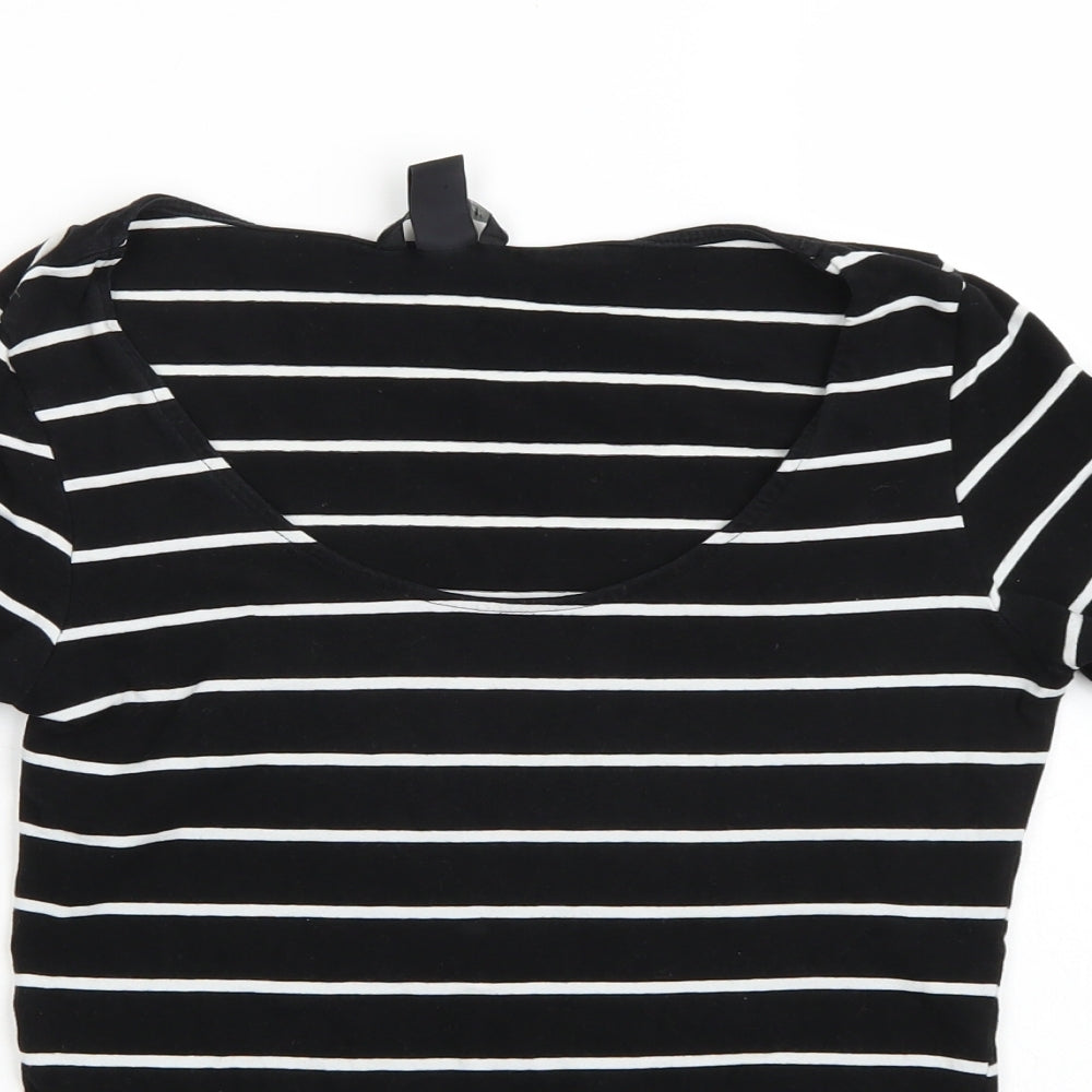 H&M Womens Black Striped  Basic T-Shirt Size S