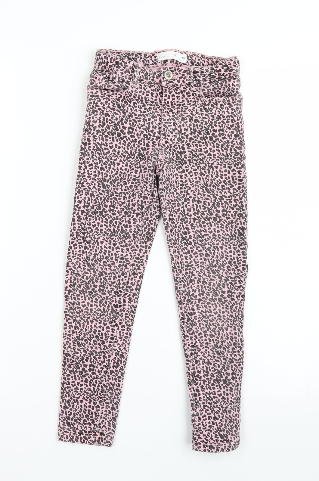Zara Girls Pink Animal Print  Skinny Jeans Size 7 Years