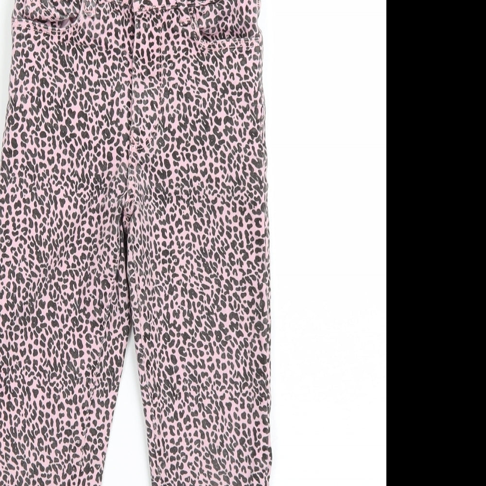 Zara Girls Pink Animal Print  Skinny Jeans Size 7 Years
