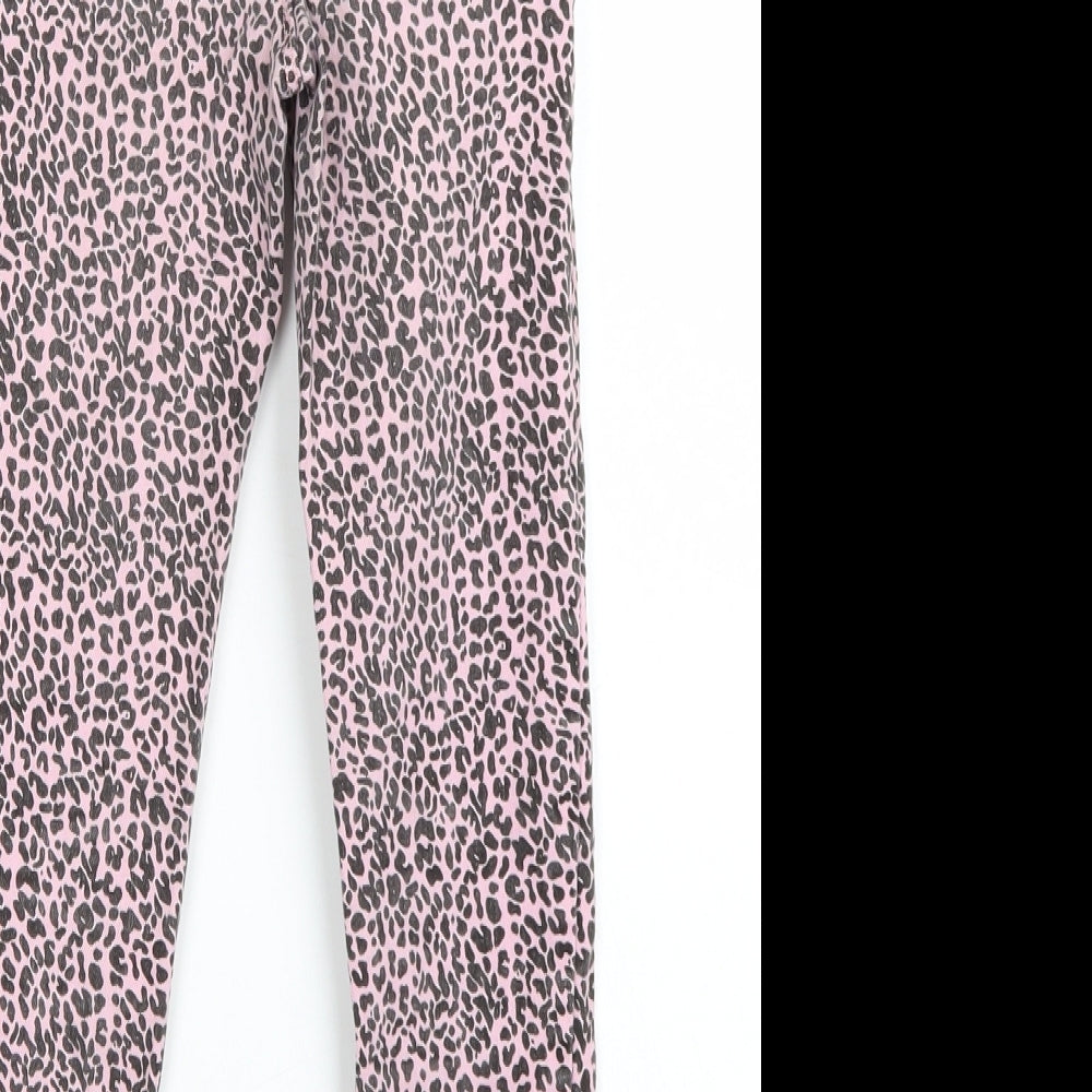 Zara Girls Pink Animal Print  Skinny Jeans Size 7 Years