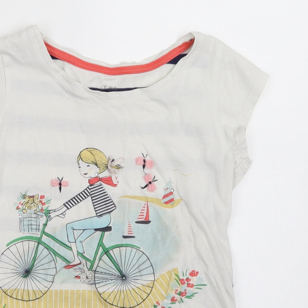 Jillian's Closet Girls White Striped  Basic T-Shirt Size 6 Years