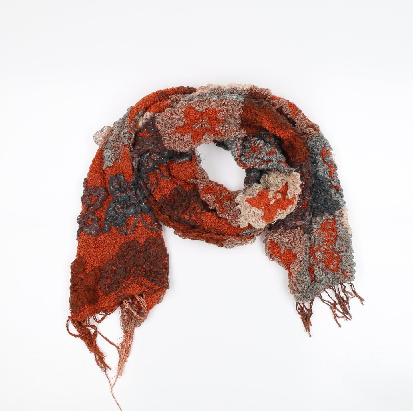 Preworn Womens Orange Striped   Scarf