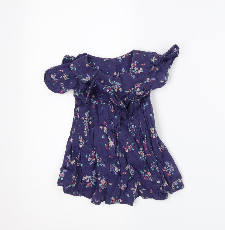 Mothercare Girls Blue Floral A-Line Size 18-24 Months