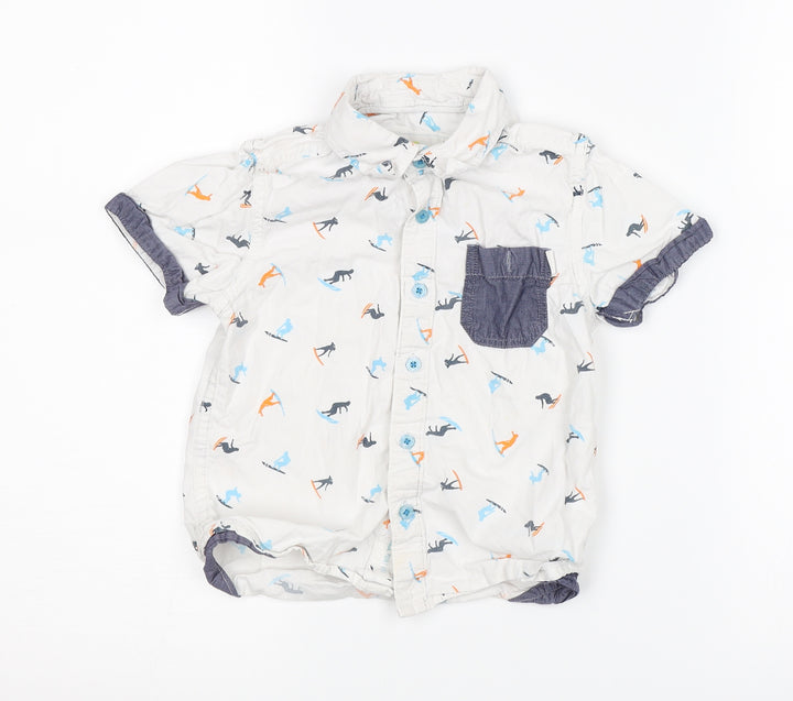 point cove Boys White Basic Button-Up Size 2-3 Years - surf