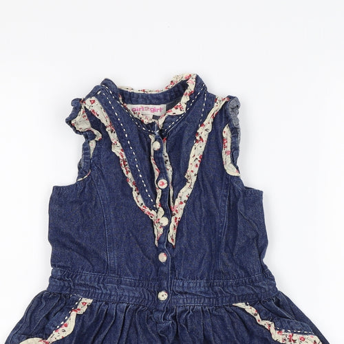 Girl2Girl Girls Blue  Denim Shirt Dress  Size 2-3 Years