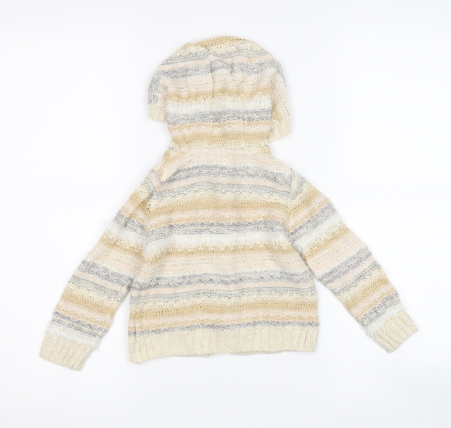 F&F Girls Beige Striped Knit Jacket  Size 18-24 Months