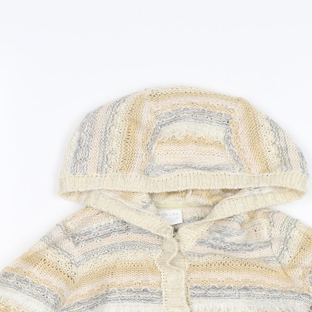 F&F Girls Beige Striped Knit Jacket  Size 18-24 Months