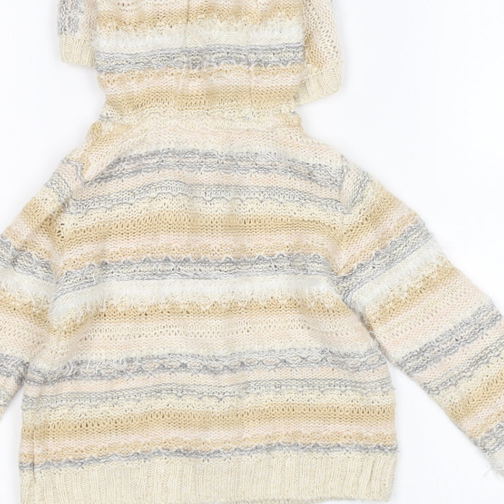 F&F Girls Beige Striped Knit Jacket  Size 18-24 Months