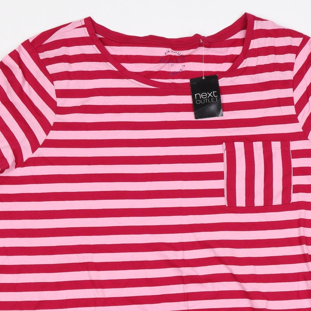 NEXT Womens Pink Striped  Basic T-Shirt Size 22