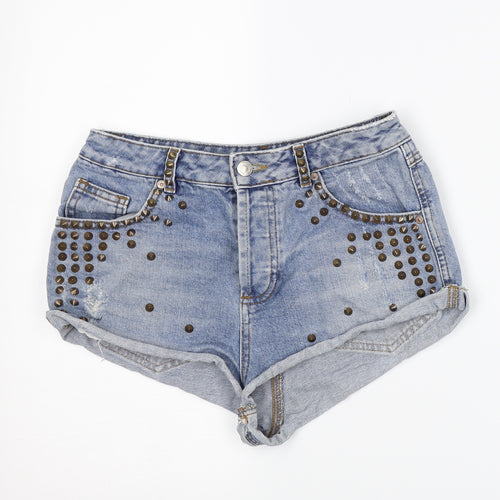 Topshop Womens Blue  Denim Hot Pants Shorts Size 28 in