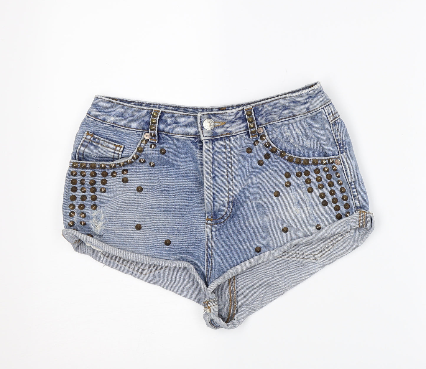 Topshop Womens Blue  Denim Hot Pants Shorts Size 28 in