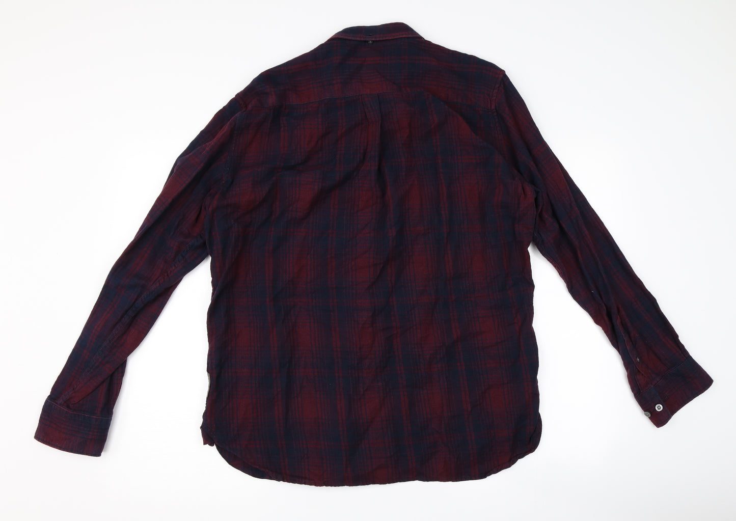 French Connection Mens Purple Check   Button-Up Size XL