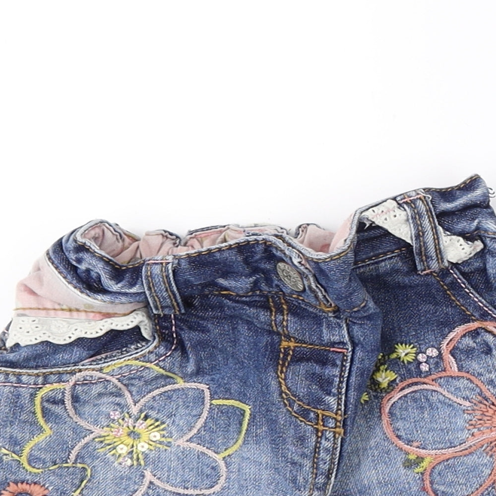 NEXT Girls Blue Floral Denim A-Line Skirt Size 18-24 Months