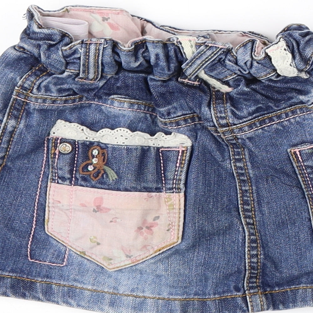 NEXT Girls Blue Floral Denim A-Line Skirt Size 18-24 Months
