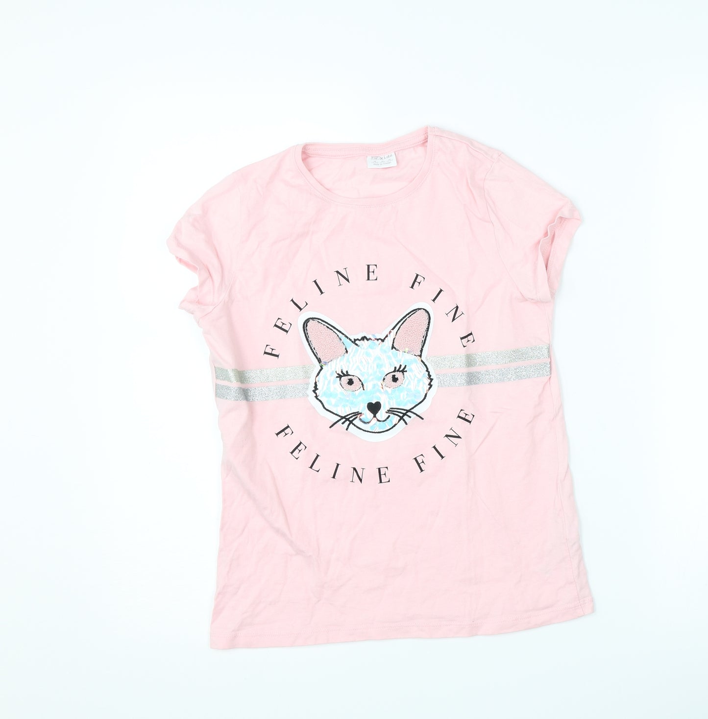 F&F Girls Pink   Basic T-Shirt Size 10-11 Years  - cat