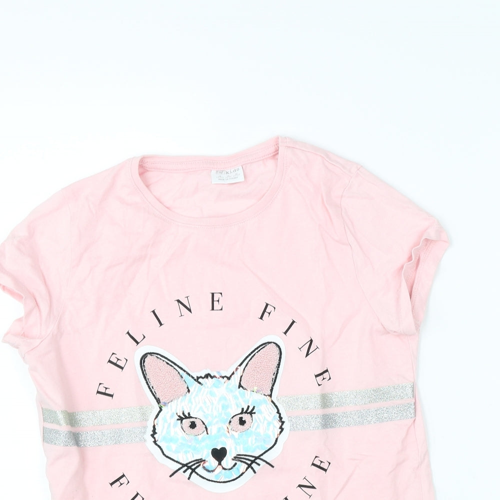 F&F Girls Pink   Basic T-Shirt Size 10-11 Years  - cat