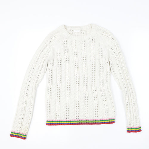 NEXT Girls White Striped  Pullover Jumper Size 10 Years