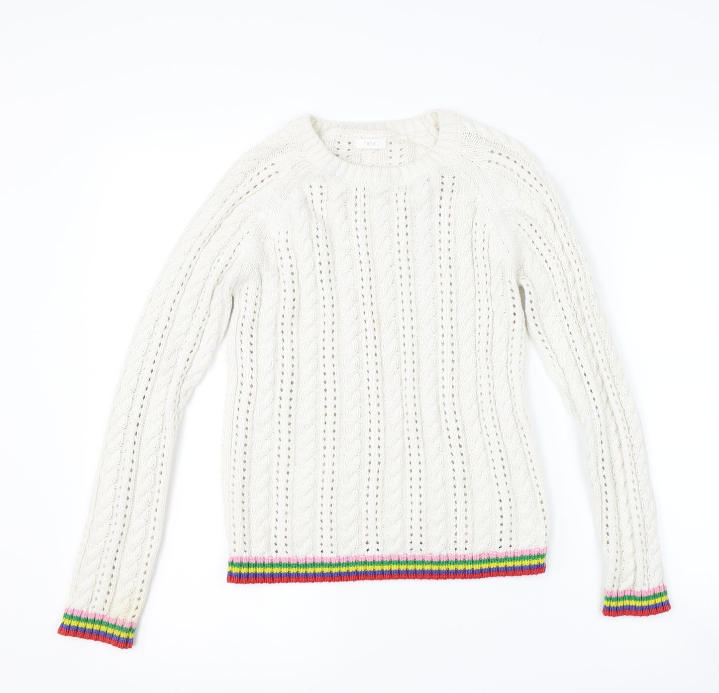 NEXT Girls White Striped  Pullover Jumper Size 10 Years