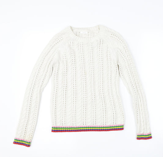 NEXT Girls White Striped  Pullover Jumper Size 10 Years