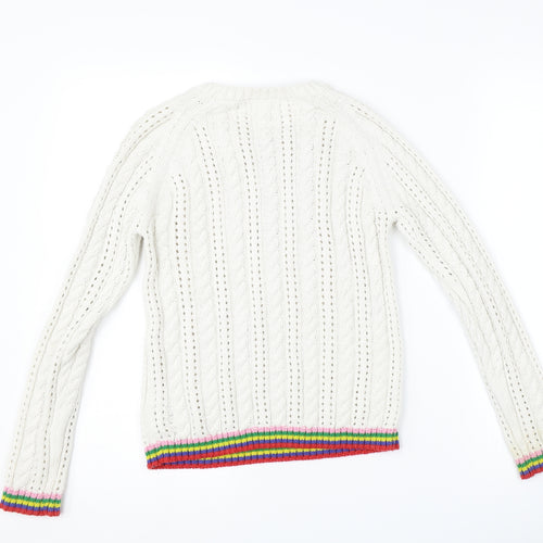 NEXT Girls White Striped  Pullover Jumper Size 10 Years