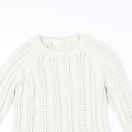 NEXT Girls White Striped  Pullover Jumper Size 10 Years