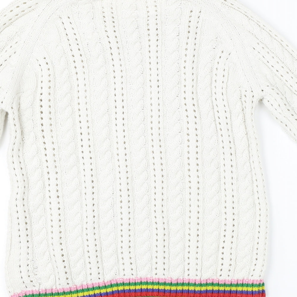 NEXT Girls White Striped  Pullover Jumper Size 10 Years