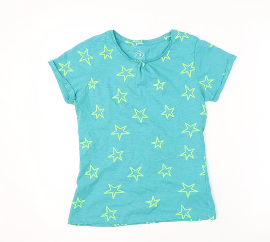 Front view of TEX boys’ green basic t-shirt, size 9-10, years - star print
