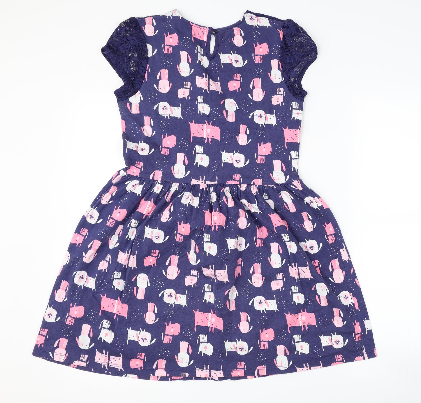 George Girls Blue   Skater Dress  Size 12-13 Years  - Dog Print