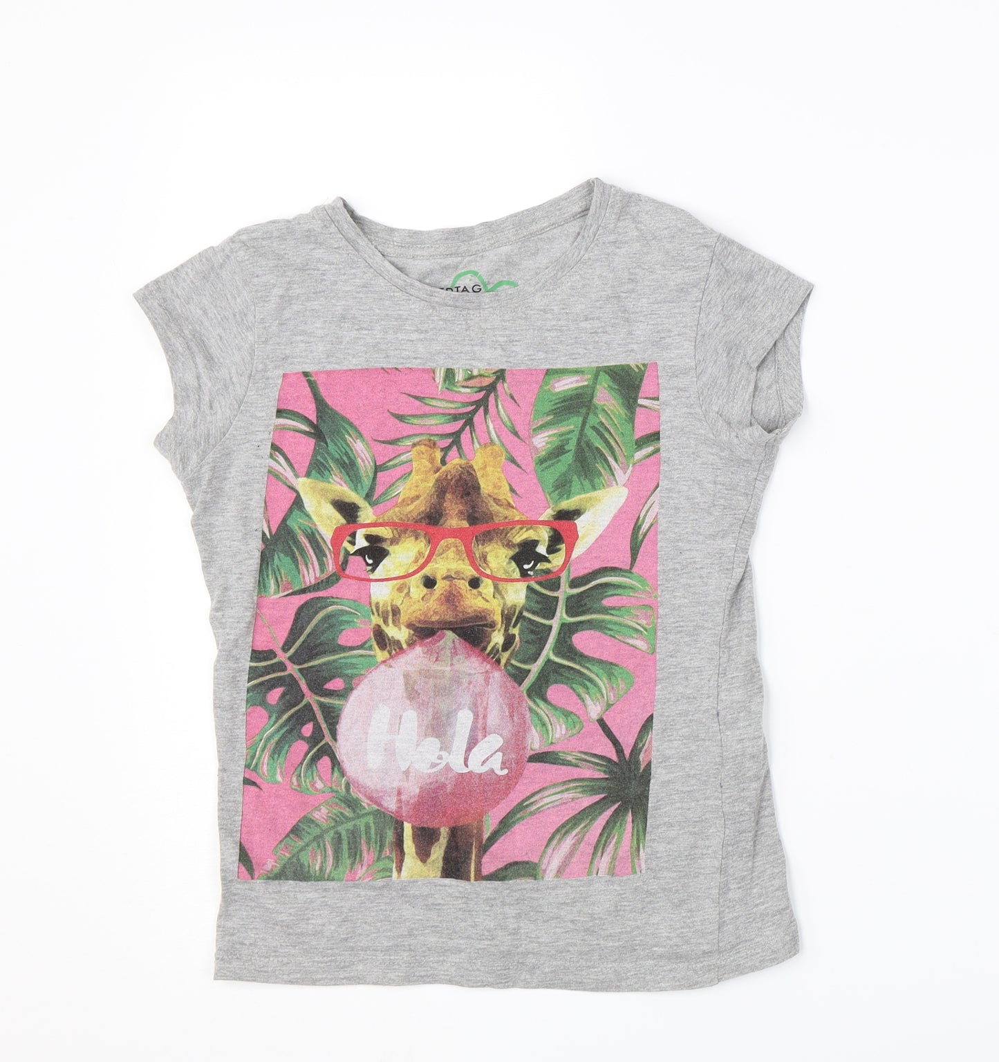 red tag Girls Grey   Basic T-Shirt Size 8-9 Years  - Giraffe