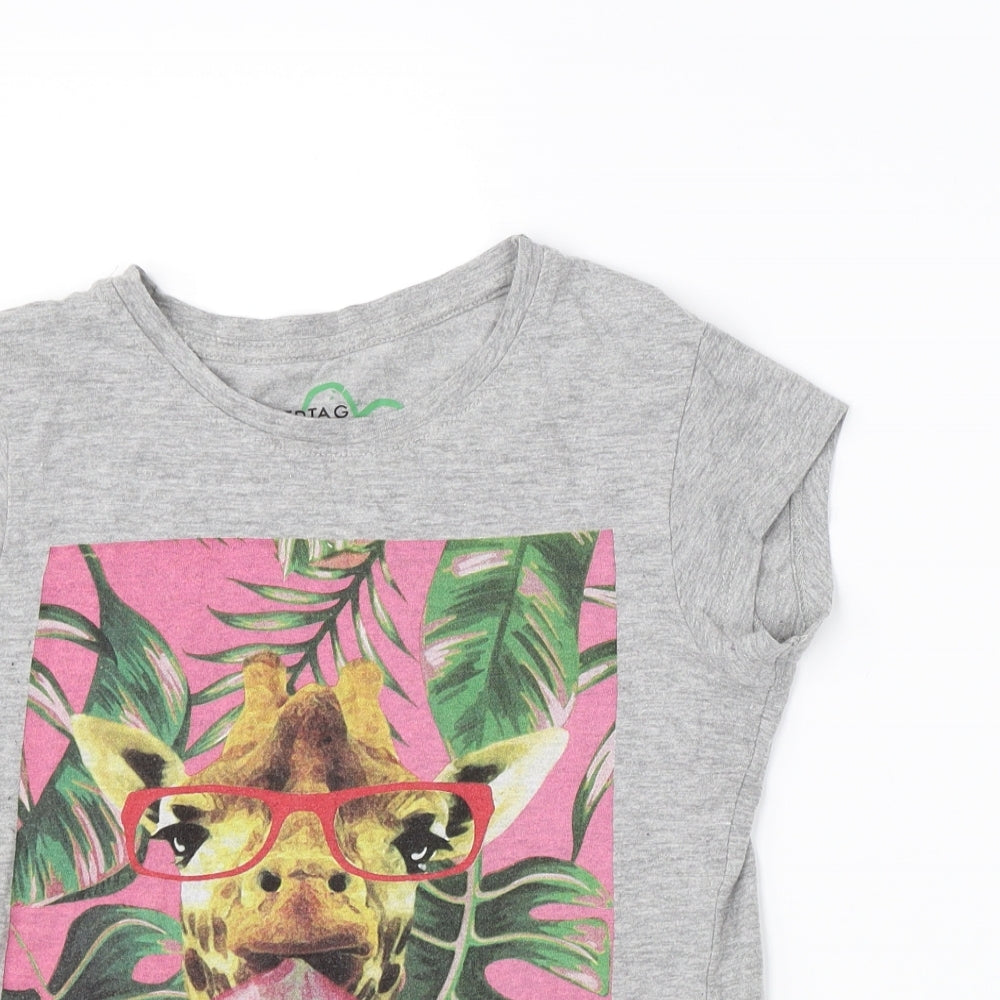 red tag Girls Grey   Basic T-Shirt Size 8-9 Years  - Giraffe