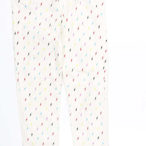 Maxx Girls White  Denim Skinny Jeans Size 9-10 Years - Lightening bolts