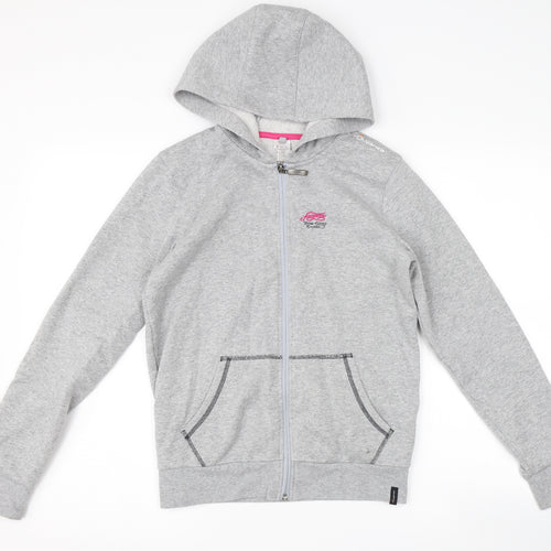 DECATHLON Girls Grey   Full Zip Hoodie Size 12-13 Years
