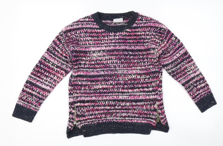 Matalan Girls Purple Striped Pullover Jumper Size 8 Years