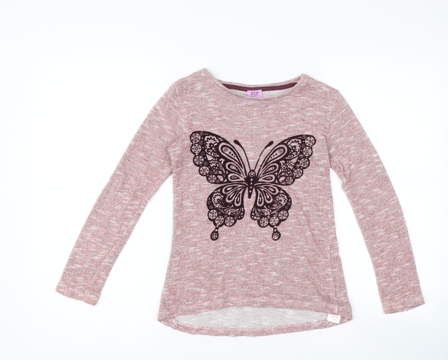 F&F Girls Pink   Basic T-Shirt Size 9-10 Years  - Butterfly