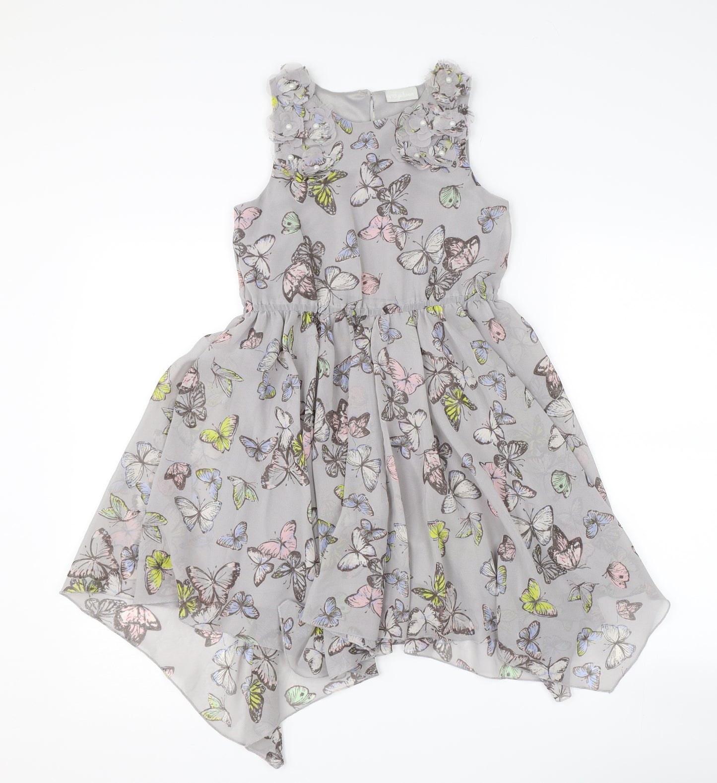 Matalan Girls Grey   Shift  Size 9 Years  - Butterfly print