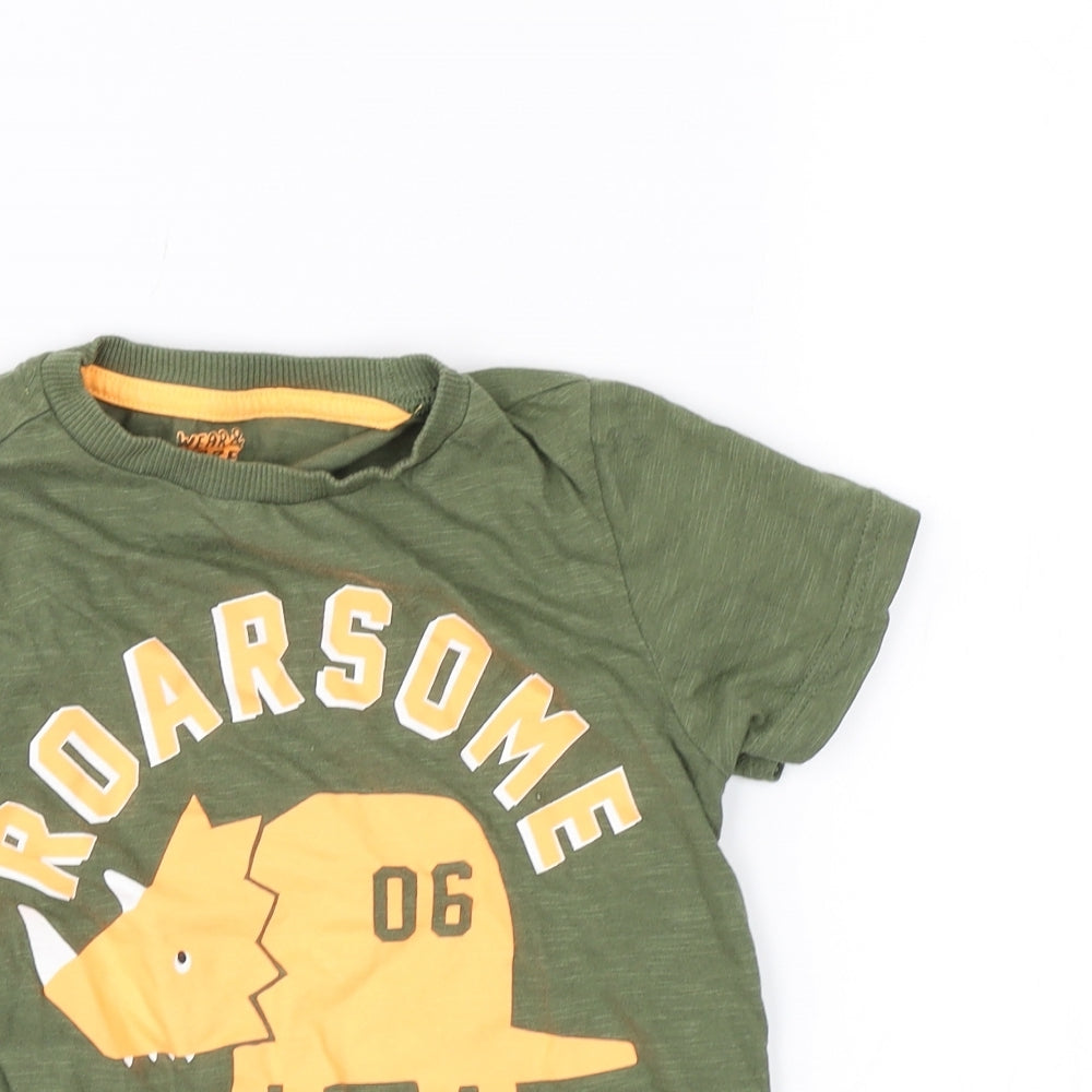 F&F Boys Green   Basic T-Shirt Size 4-5 Years  - dinosaur