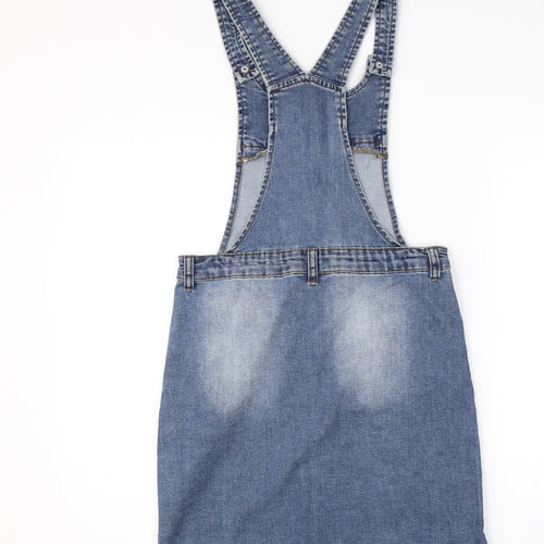Miss E-vie Girls Blue  Denim Pinafore/Dungaree Dress  Size 13-14 Years  - slogan