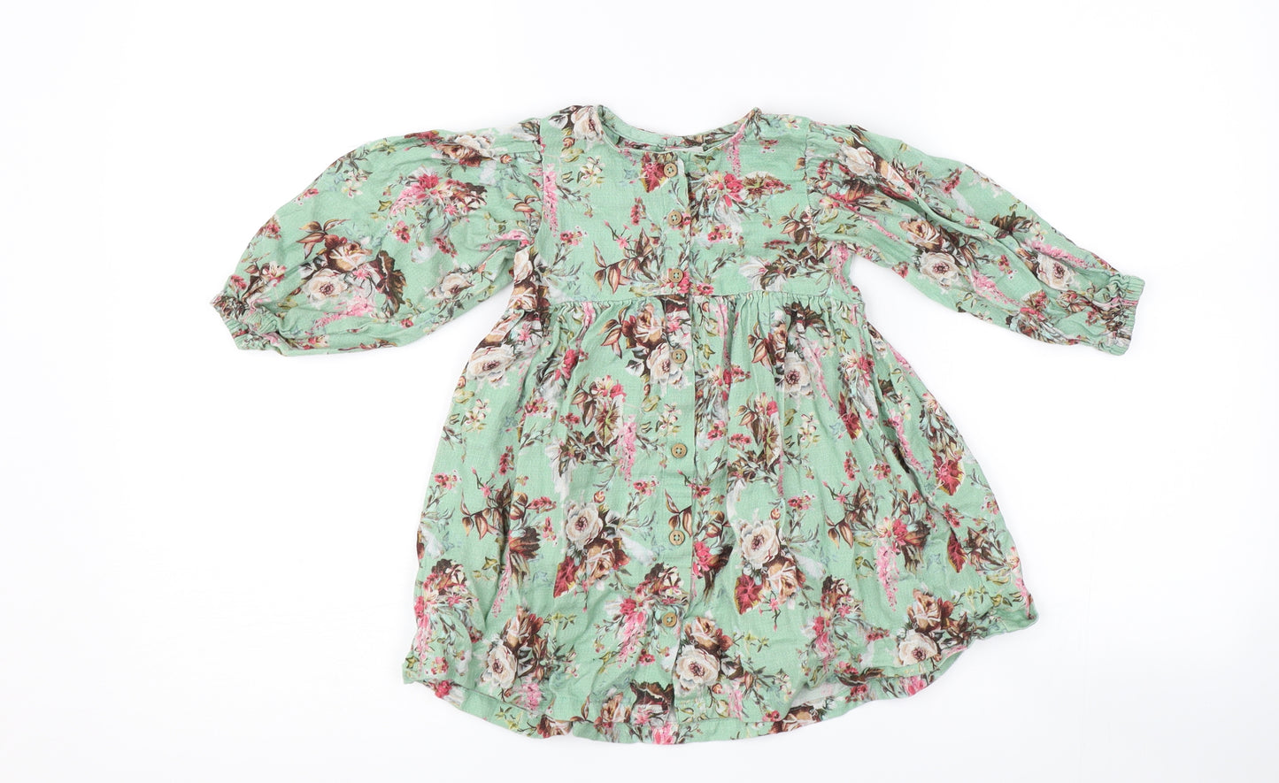 NEXT Girls Green Floral  A-Line  Size 18-24 Months