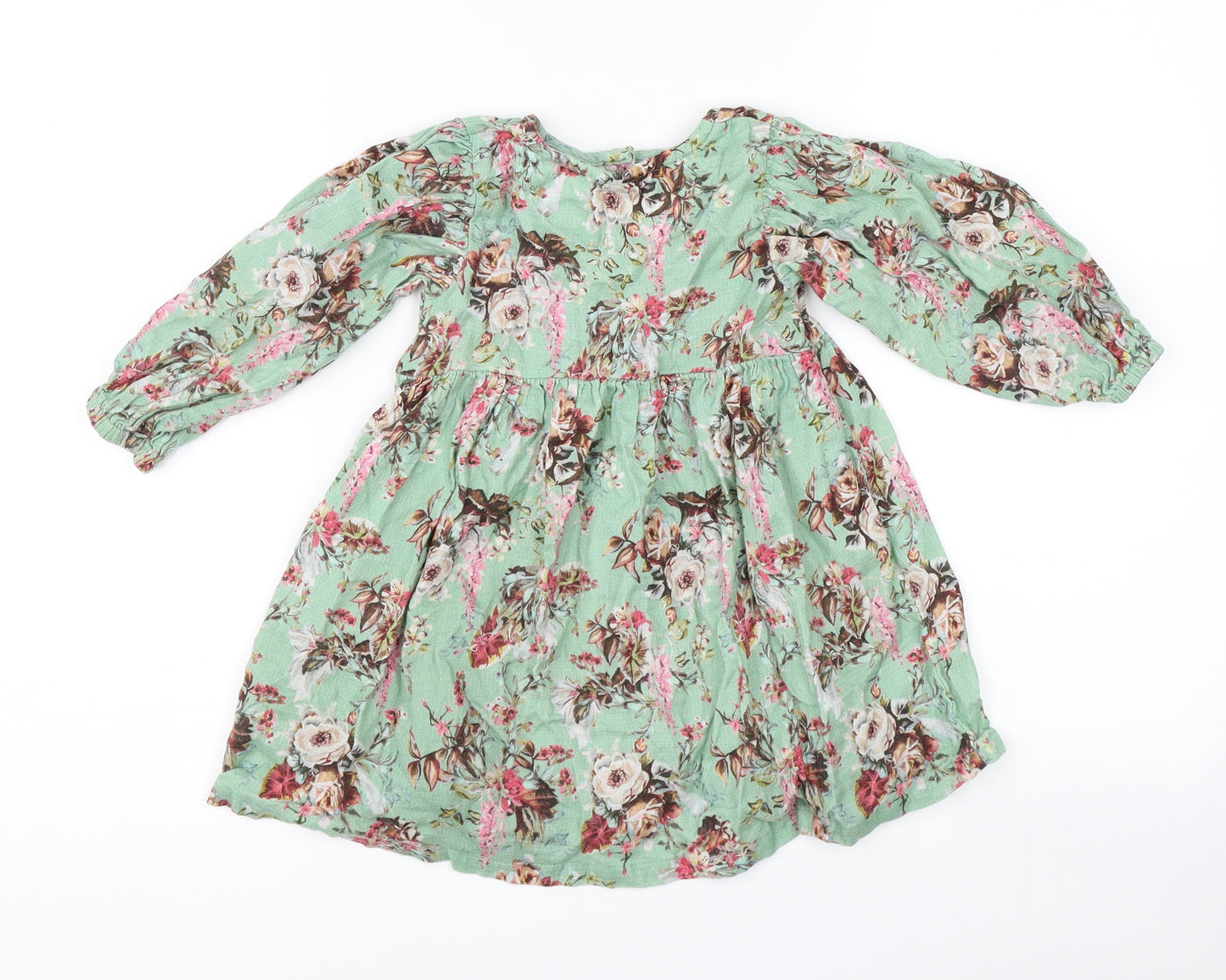 NEXT Girls Green Floral  A-Line  Size 18-24 Months