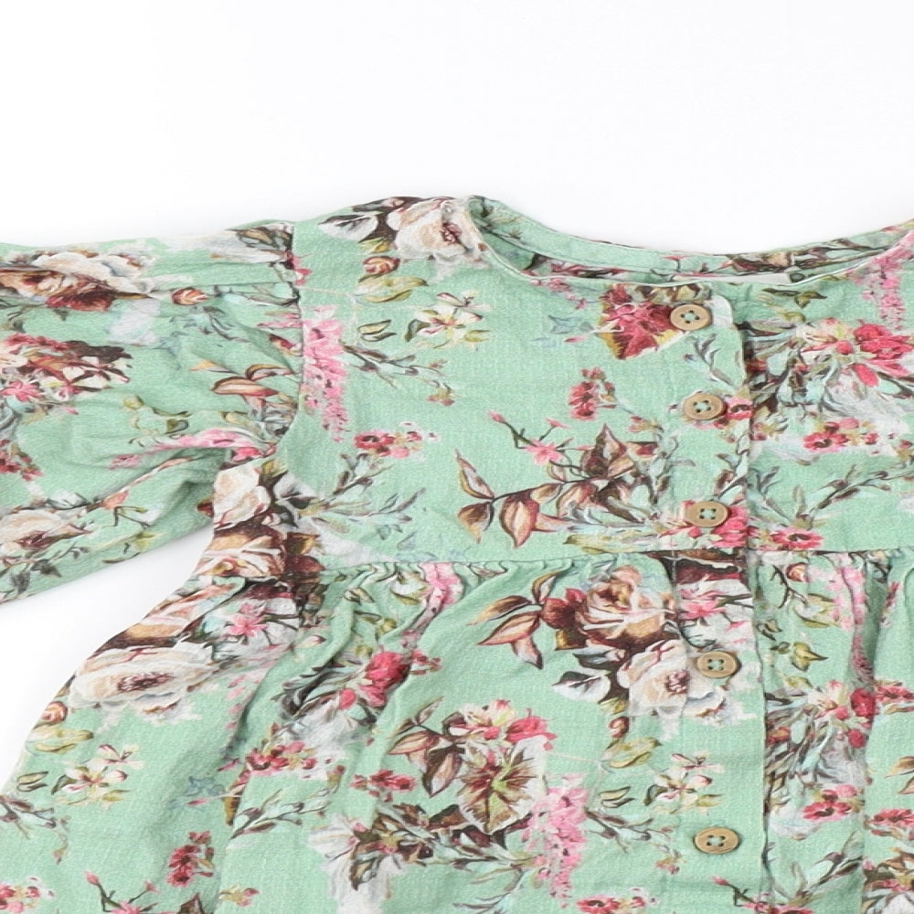 NEXT Girls Green Floral  A-Line  Size 18-24 Months