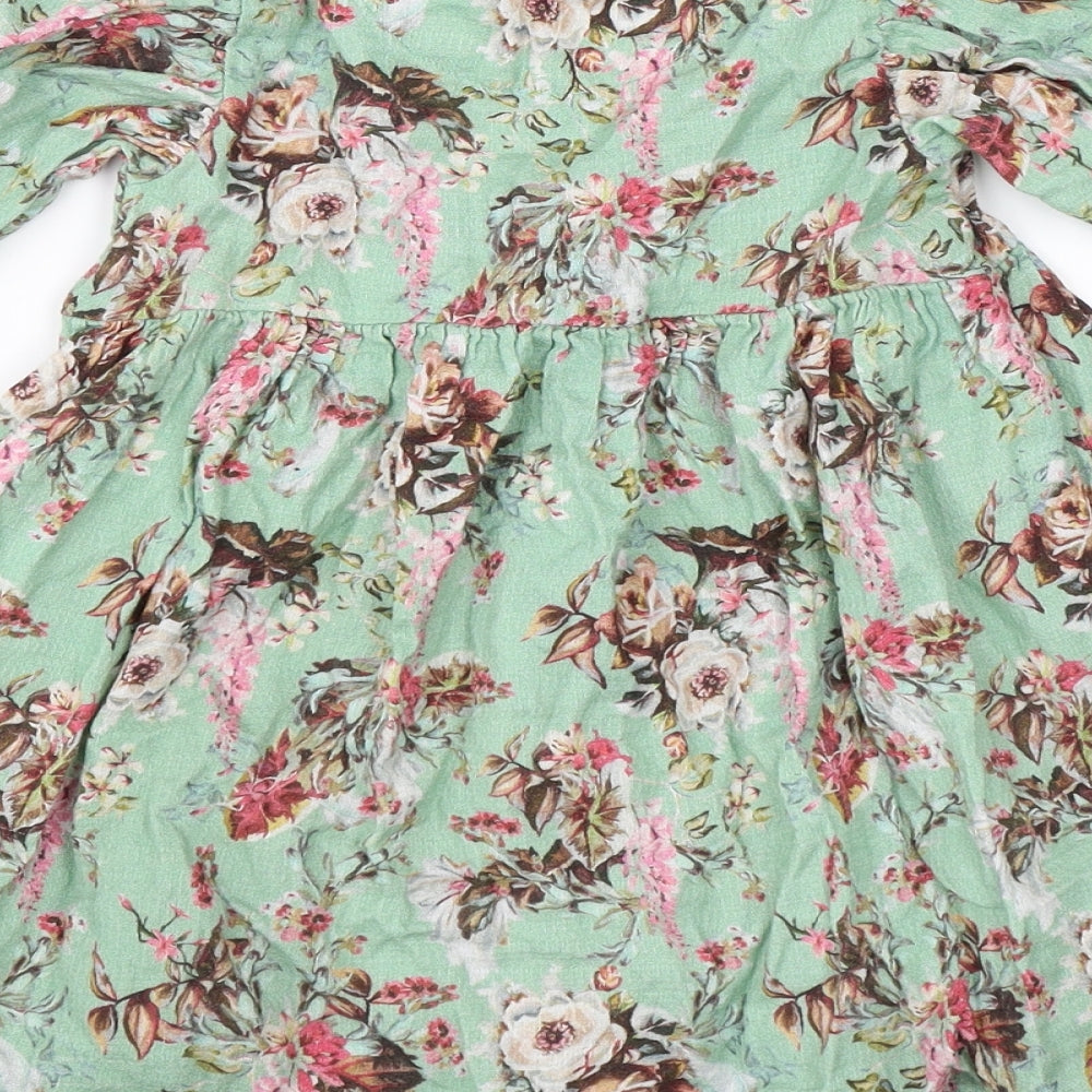 NEXT Girls Green Floral  A-Line  Size 18-24 Months
