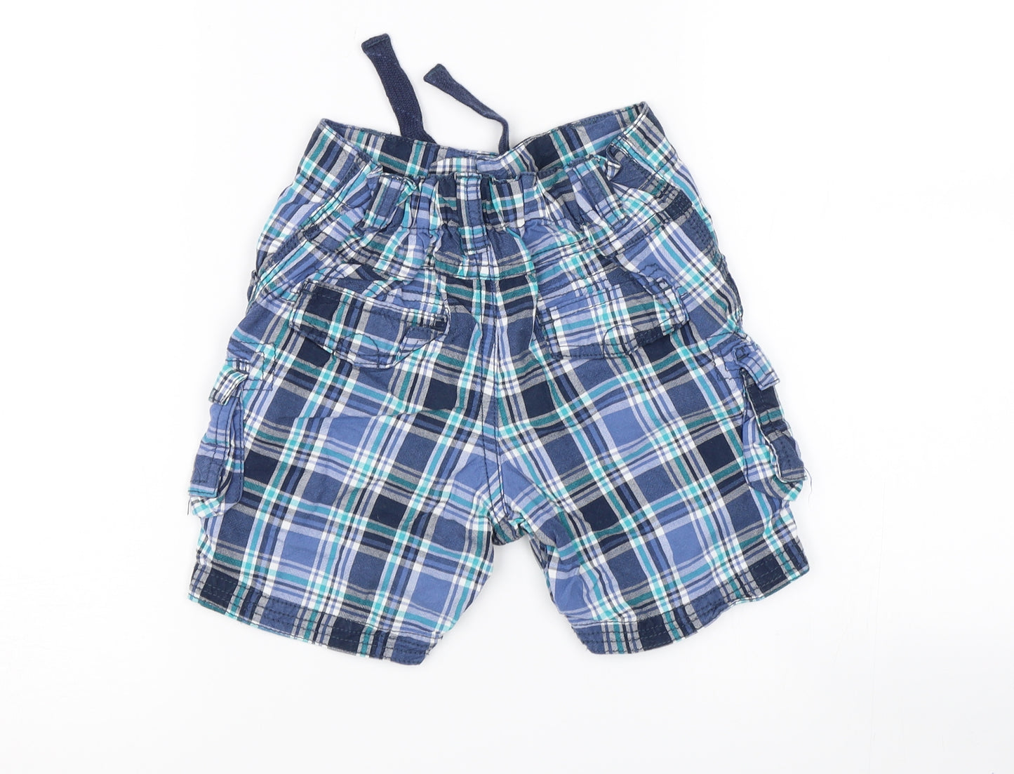 George Boys Blue Check  Cargo Shorts Size 4-5 Years