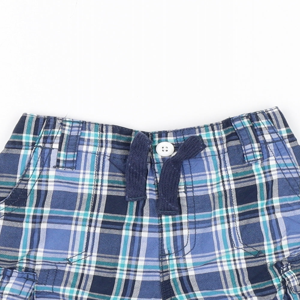 George Boys Blue Check  Cargo Shorts Size 4-5 Years
