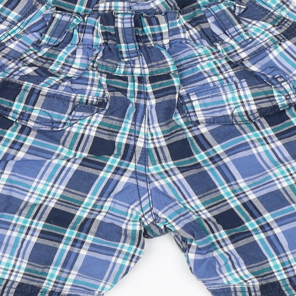 George Boys Blue Check  Cargo Shorts Size 4-5 Years