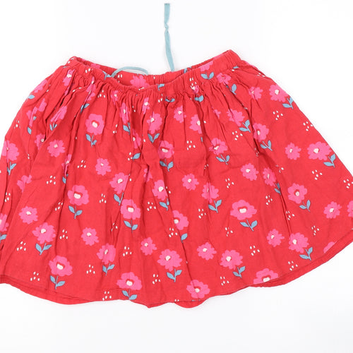 John Lewis Girls Red Floral  A-Line Skirt Size 8 Years