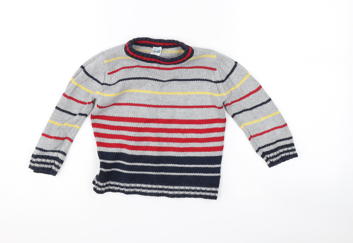M&Co Boys Grey Striped  Pullover Jumper Size 12-18 Months